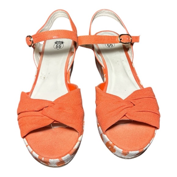 Route 66 women's Orange Wedge Sandals size 7.5 - Picture 2 of 6